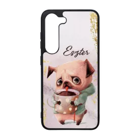   Kérd a neveddel - Kávés kutyus szilikon Samsung Galaxy tok