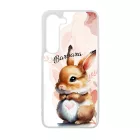 Kérd a neveddel - Szíves pocakú nyuszika szilikon Samsung Galaxy tok