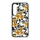 Fekete és aranysárga virágos szilikon Samsung Galaxy tok tok