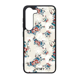 Művészi kék piros virágok szilikon Samsung Galaxy tok tok