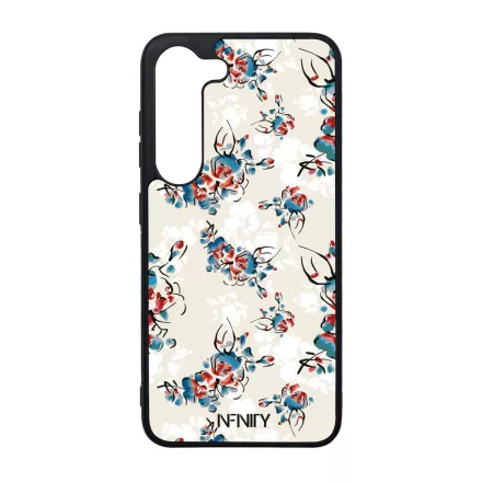 Művészi kék piros virágok szilikon Samsung Galaxy tok tok