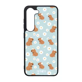 Cuki türkiz fehér virágos capybara Samsung Galaxy szilikon tok