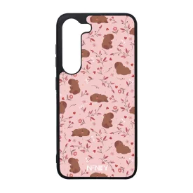 Tündéri rózsaszín virágos capybara Samsung Galaxy szilikon tok