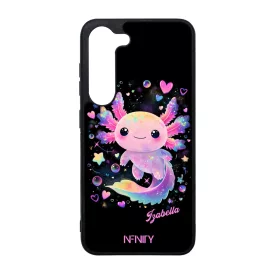 Névvel kérhető - Cuki pink szivecskés Axolotl Samsung Galaxy szilikon tok