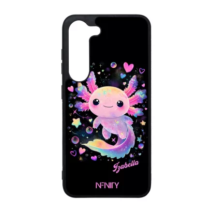 Névvel kérhető - Cuki pink szivecskés Axolotl Samsung Galaxy szilikon tok