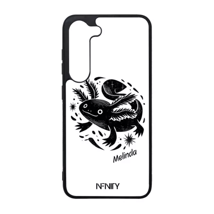 Névvel kérhető - Fekete-fehér Axolotl Samsung Galaxy szilikon tok