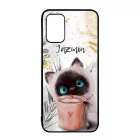 Kávézós cicus - Téli mintás Samsung Galaxy A02s tok