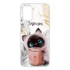 Kávézós cicus - Téli mintás Samsung Galaxy A02s tok