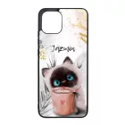 Kávézós cicus - Téli mintás Samsung Galaxy A03 tok