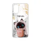 Kávézós cicus - Téli mintás Samsung Galaxy A04s tok