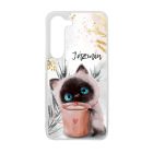 Kávézós cicus - Téli mintás Samsung Galaxy A05s tok