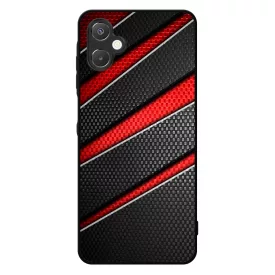 Piros fekete csíkos karbon mintás Samsung Galaxy A06 tok