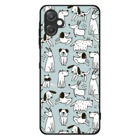 Türkiz aranyos rajzolt kutya mintás Samsung Galaxy A06 tok