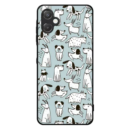 Türkiz aranyos rajzolt kutya mintás Samsung Galaxy A06 tok