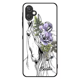 Rajzolt virágos lovas Samsung Galaxy A06 tok