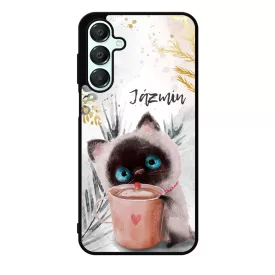 Kávézós cicus - Téli mintás Samsung Galaxy A16 4G/5G tok