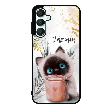 Kávézós cicus - Téli mintás Samsung Galaxy A16 4G/5G tok