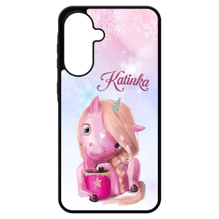 Unikornis és kávé - Téli mintás Samsung Galaxy A17 tok