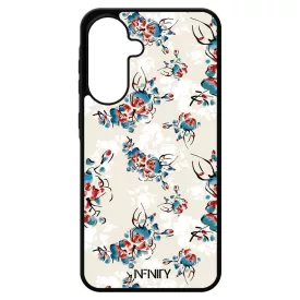 Művészi kék piros virágok Samsung Galaxy A17 tok