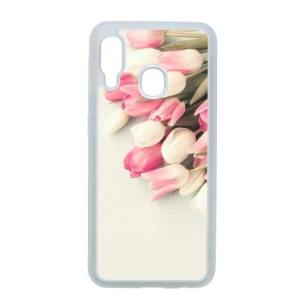 virágos tulipános tavaszi Samsung Galaxy A20e átlátszó tok
