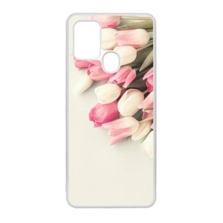 virágos tulipános tavaszi Samsung Galaxy A21s átlátszó tok
