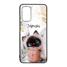 Kávézós cicus - Téli mintás Samsung Galaxy A32 4G tok