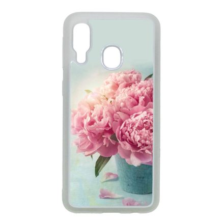 virágos tavaszi vintage rózsaszín rózsás Samsung Galaxy A40 átlátszó tok