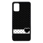 szerelem love szivecskés fekete fehér pöttyös Samsung Galaxy A51 fekete tok