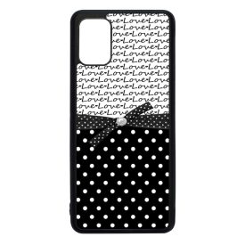 szerelem love fekete fehér pöttyös Samsung Galaxy A51 fekete tok