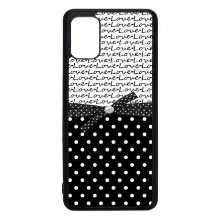 szerelem love fekete fehér pöttyös Samsung Galaxy A51 fekete tok