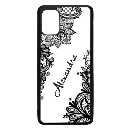 kérd a neveddel csipkés csajos Samsung Galaxy A51 fekete tok