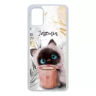 Kávézós cicus - Téli mintás Samsung Galaxy A51 tok