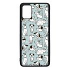 Türkiz aranyos rajzolt kutya mintás Samsung Galaxy A51 tok