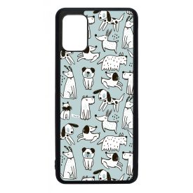 Türkiz aranyos rajzolt kutya mintás Samsung Galaxy A51 tok