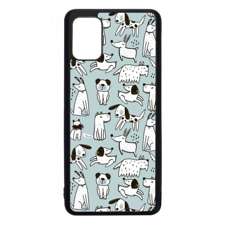 Türkiz aranyos rajzolt kutya mintás Samsung Galaxy A51 tok