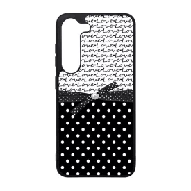 szerelem love fekete fehér pöttyös Samsung Galaxy A55 tok