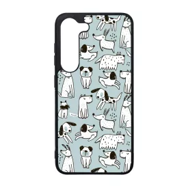 Türkiz aranyos rajzolt kutya mintás Samsung Galaxy A55 tok