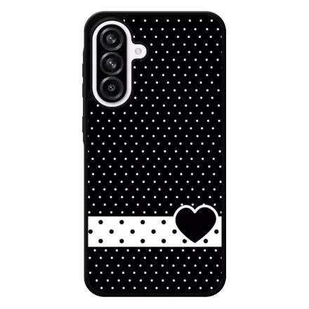 szerelem love szivecskés fekete fehér pöttyös Samsung Galaxy A56 tok