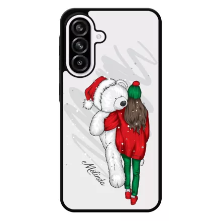 Kérd a neveddel - Lány & Maci - csajos karácsony Samsung Galaxy A56 tok