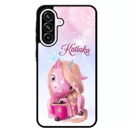 Unikornis és kávé - Téli mintás Samsung Galaxy A56 tok