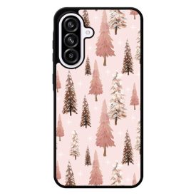 Rózsaszín karácsonyi fenyőfa mintás Samsung Galaxy A56 tok