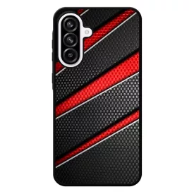 Piros fekete csíkos karbon mintás Samsung Galaxy A56 tok
