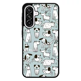 Türkiz aranyos rajzolt kutya mintás Samsung Galaxy A56 tok