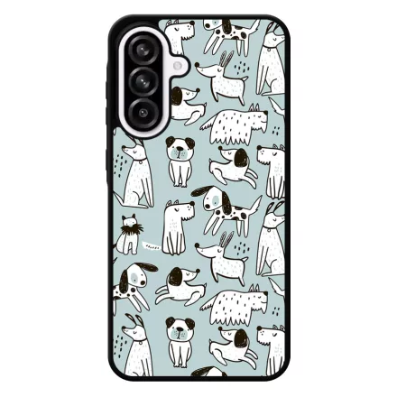 Türkiz aranyos rajzolt kutya mintás Samsung Galaxy A56 tok