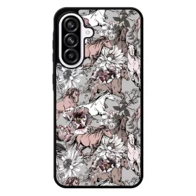 Csodaszép szürke vintage lovas mintás Samsung Galaxy A56 tok