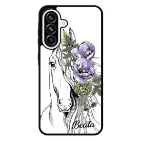 Rajzolt virágos lovas Samsung Galaxy A56 tok