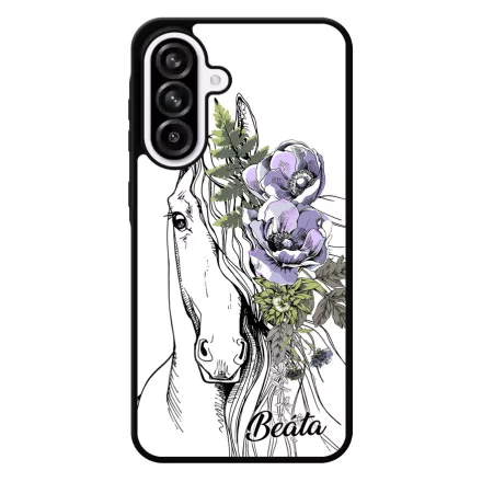 Rajzolt virágos lovas Samsung Galaxy A56 tok
