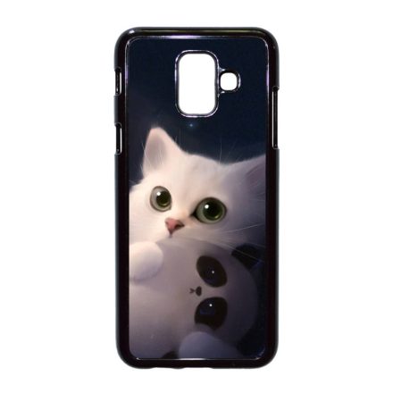 cica cicás macska macskás panda pandás Samsung Galaxy A6 (2018) fekete tok