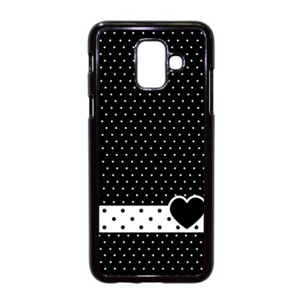 szerelem love szivecskés fekete fehér pöttyös Samsung Galaxy A6 (2018) fekete tok