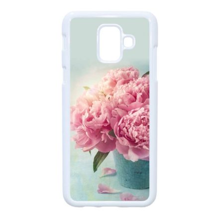 virágos tavaszi vintage rózsaszín rózsás Samsung Galaxy A6 (2018) fehér tok